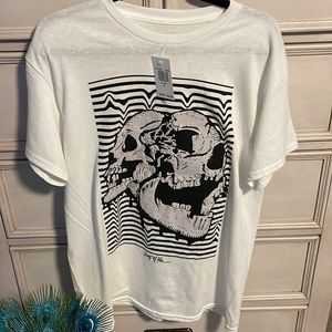 Men’s ring of fire, three-dimensional Skull canvas T-shirt, medium new